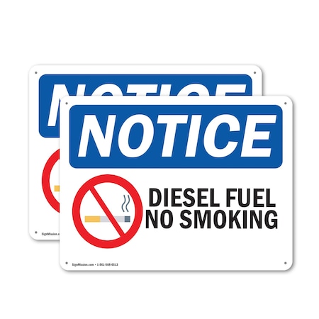 Signmission Diesel Fuel No Smoking OSHA Notice Sign, Plastic, 10in W x 7in L, 2PK OS-2PACK-NS-P-710-L-15406